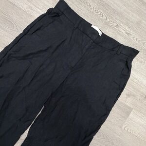 Abercrombie & Fitch Womens 27 4S Black Linen Blend Wide Leg Pants Quiet Luxury